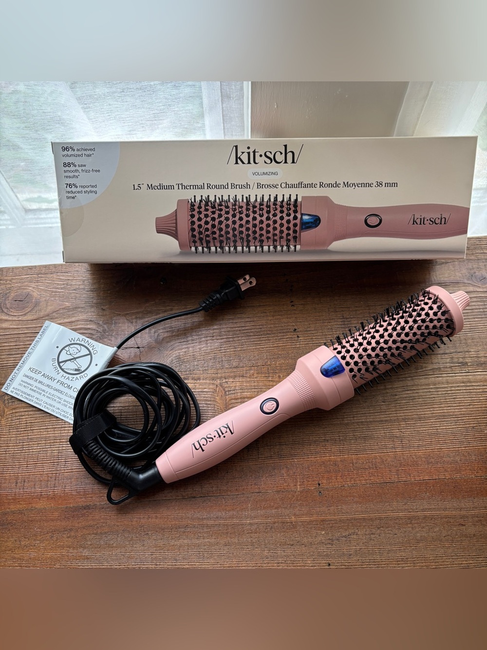 NWT Kitsch Volumizing 1.5 Medium Thermal Round Brush Terracotta Blush Matte Pink